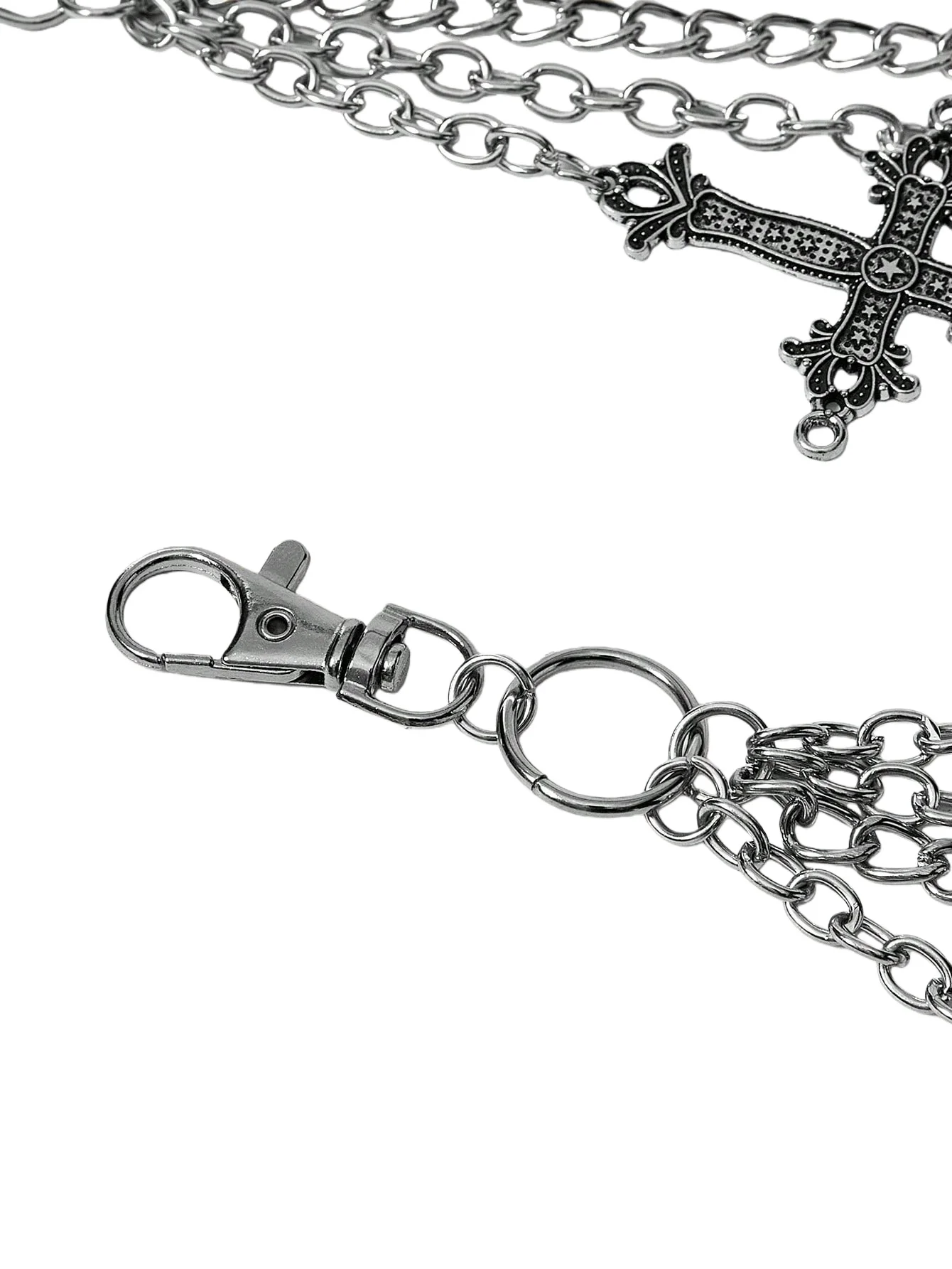 HERSHINE 1 قطعة المرأة الفضة ثلاث طبقات عبر السراويل سلسلة Y2K القوطية نمط الشارع الهيب هوب روك هالوين اكسسوارات تأثيري #4