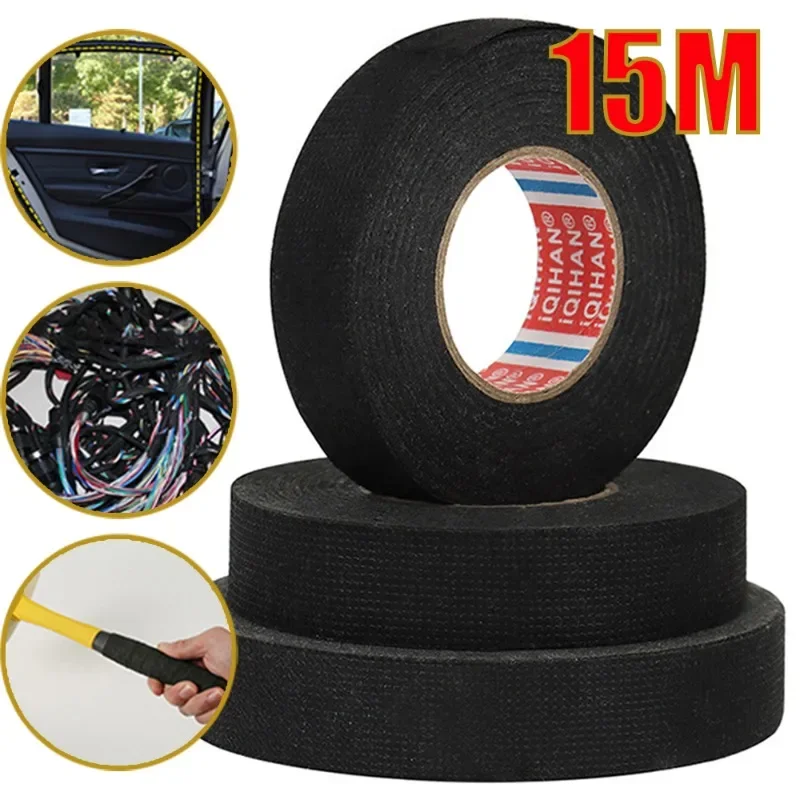 

Автомобильная фланелевая лента 15 м, автомобильная защита проводки, защитная тканевая лента, самоклеящаяся Противоударная термостойкая огнестойкая автомобильная лента