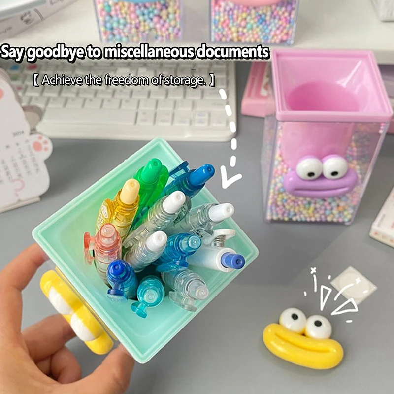 Funny Colored Ball Sausage-shaped Lips Pen Box Large Capacity Cartoon Makeup Brush Holder DIY Multifunctional Storage Box