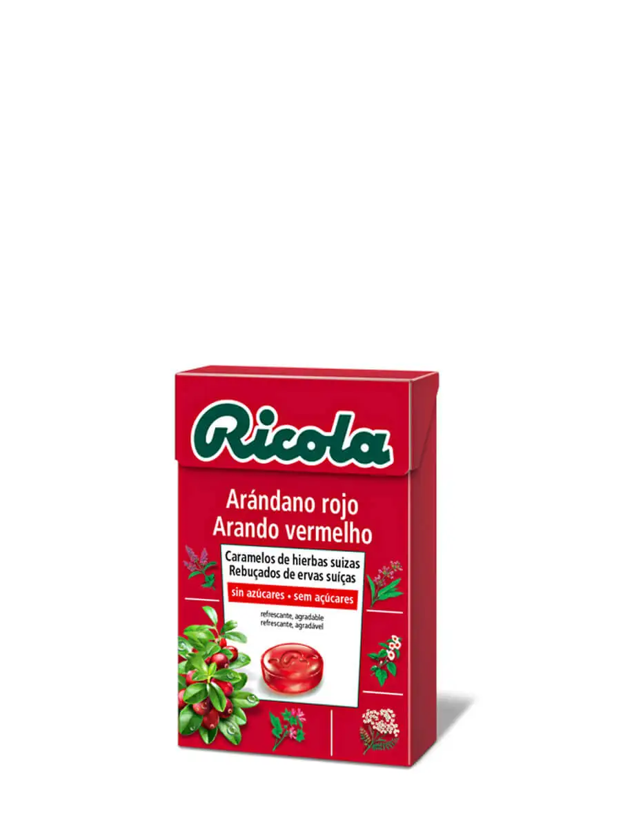 Ricola red cranberry caramel 50gr-cranberry caramel without sugar and with Swiss herbs 50g