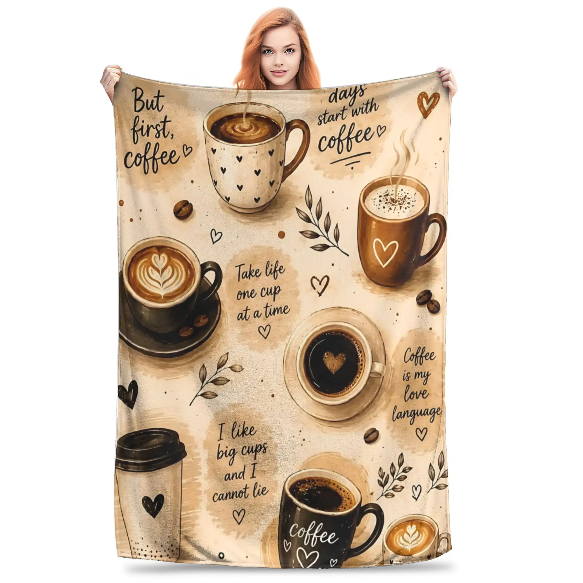 1PC Coffee Aesthetics and Vibes Daily social Winter Blankets for Adults Bedding Home Interior Sofa Knee Black Friday Deals