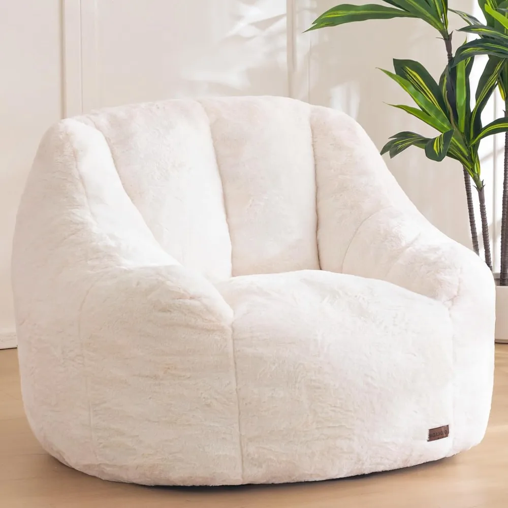 

Comfy Bean Bag Sofa with Back Support, Faux Fur Bean Bag Chair for Adults and Kids, for Living Room, Bedroom,Stuffed Floor Sofa