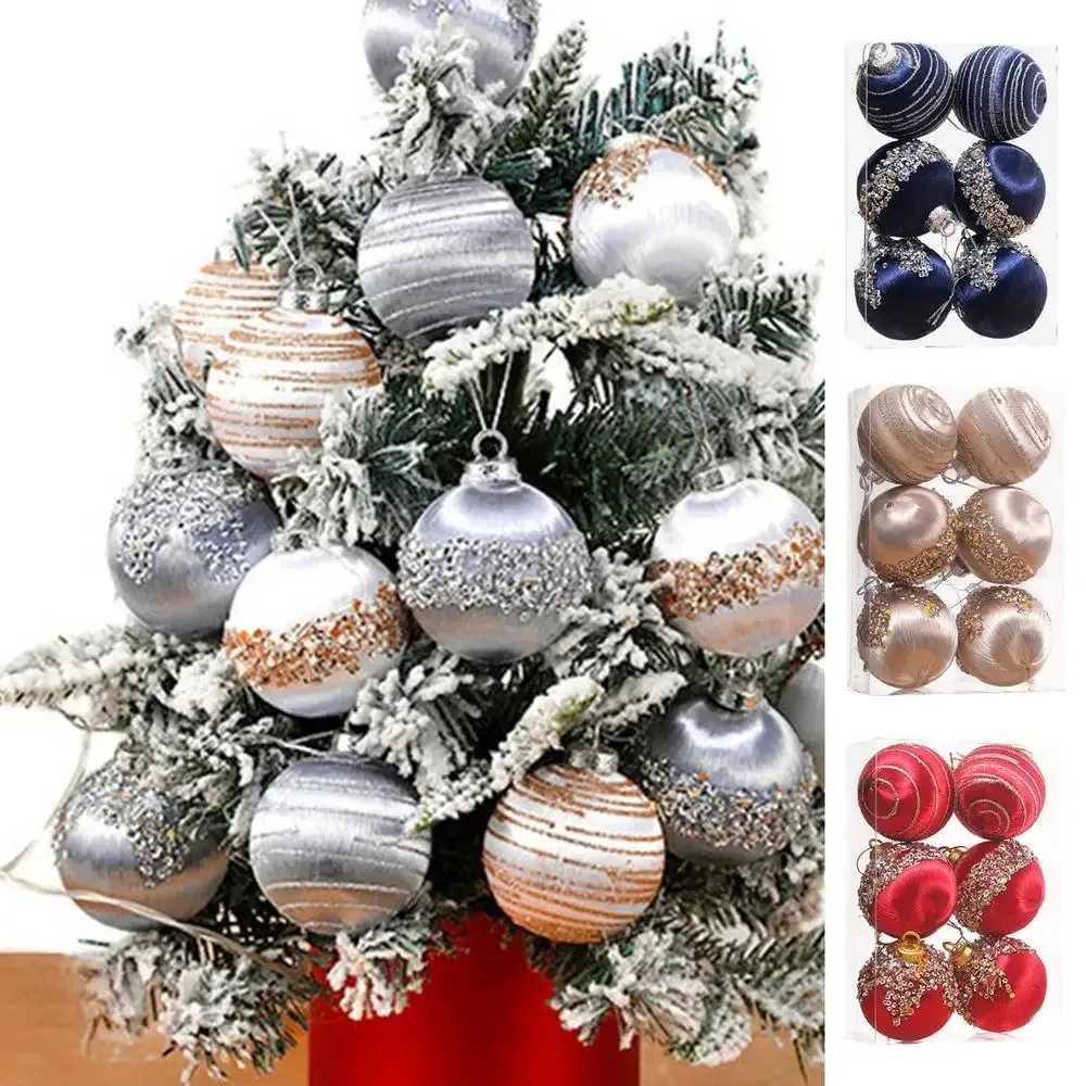

6pcs 6cm/8cm Velvet Christmas Balls Shatterproof Foam Christmas Hanging Ball Elegant Reusable Christmas Tree Pendant