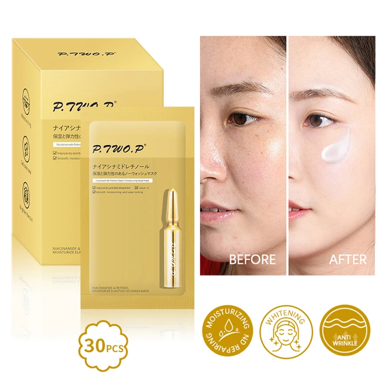 30pcs Face Mask Collagen Moisturizing Hyaluronic Acid Facial Mask Repair Anti Wrinkle Sheet Sleeping Face Mask Skin Beauty Care