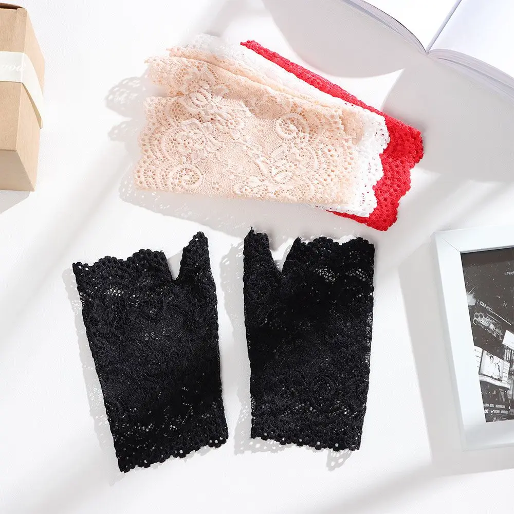Women Dance Sunscreen Lace Gloves Short Gloves Driving Gloves Fingerless Mittens