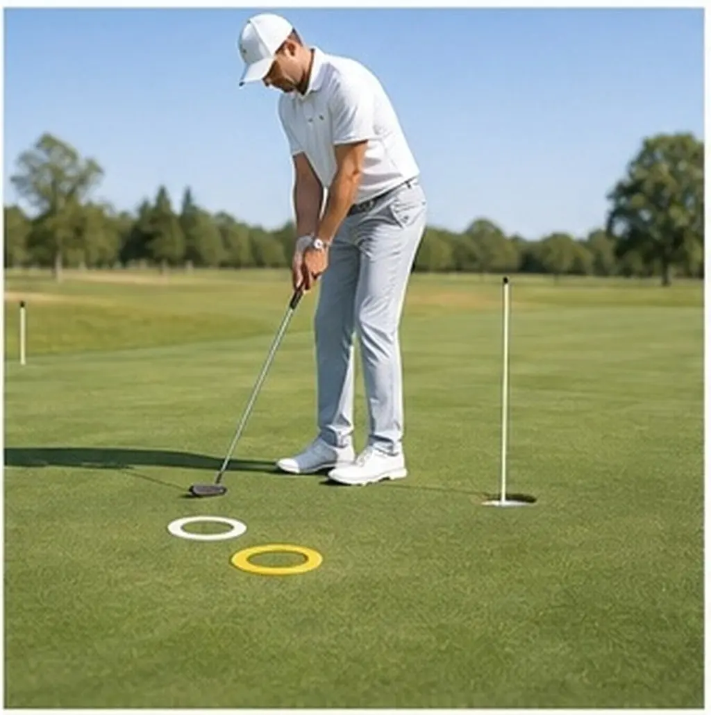 2Pcs Golf Training Aid Portable Putting Practice Cups Moveable Hole Rings for Backyard Indoor Golf Putting Accuracy Trainer