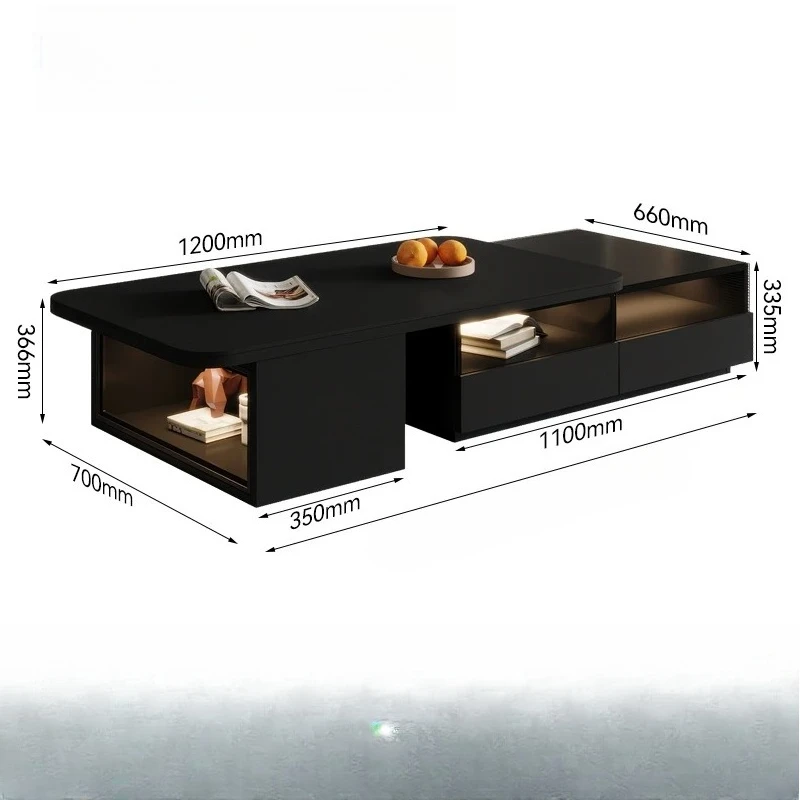 

Rock slab TV cabinet coffee table combination simple platform living room household super long solid wood atmosphere light floor