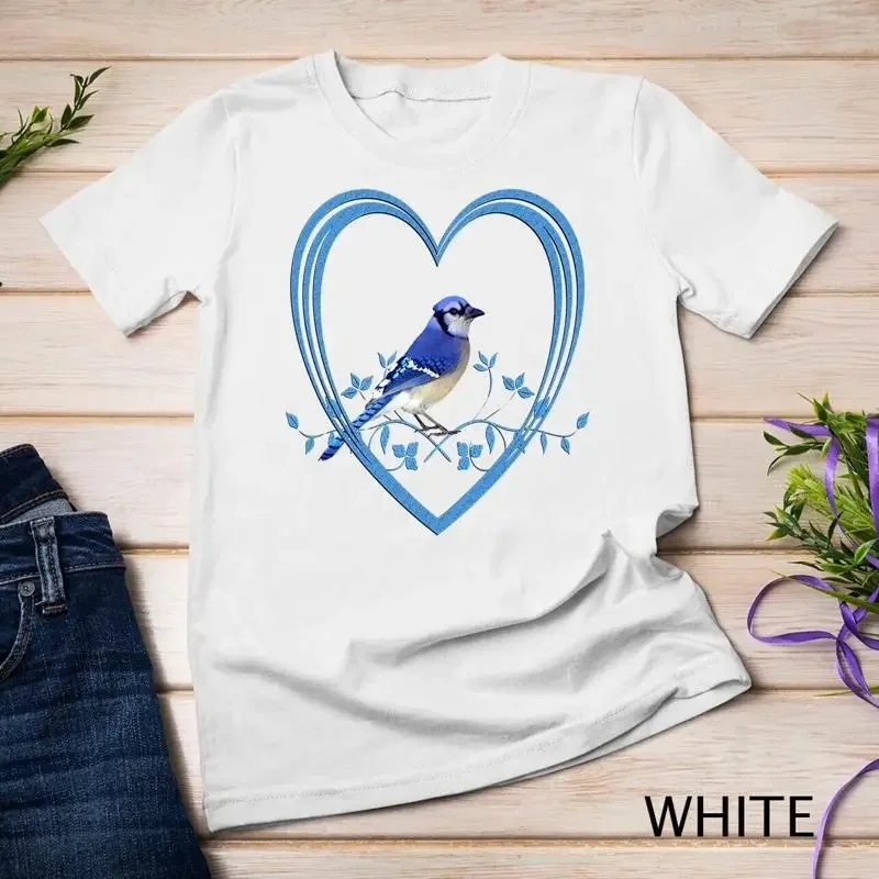 Beautiful Blue Jay Bird in Heart Unisex T shirt