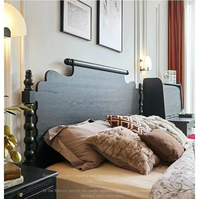French retro ash wood solid wood bed modern simple bed and breakfast bedroom 1.8 meters
