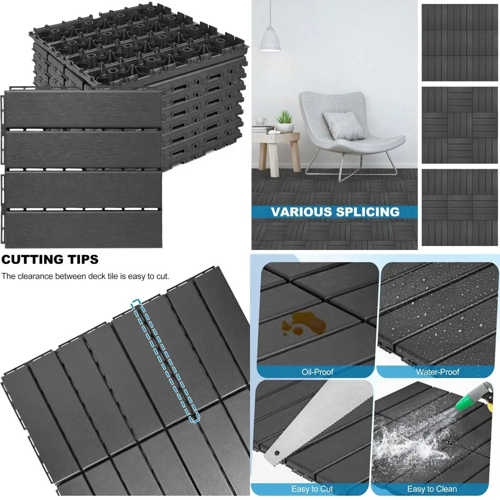 

tolanbbt plastic interlocking deck tiles 9 pack 12"x12" waterproof indoor outdoor composite patio flooring decking tiles all wea