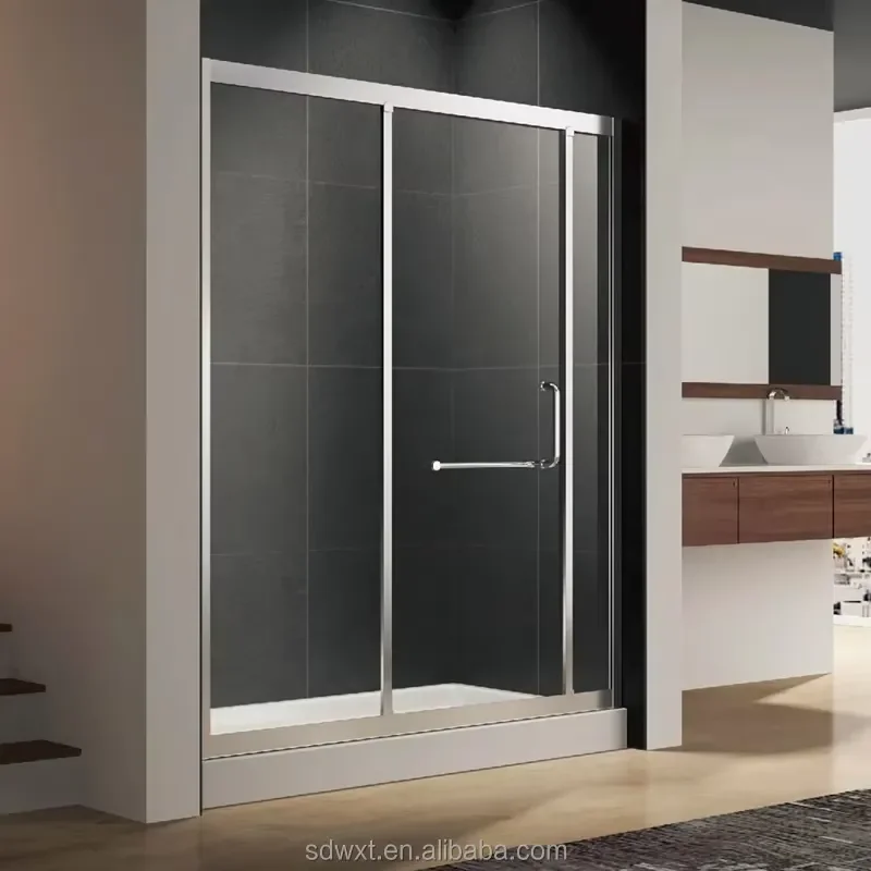 for Sliding Door Shower Room Bathroom Tempered Glass Frameless