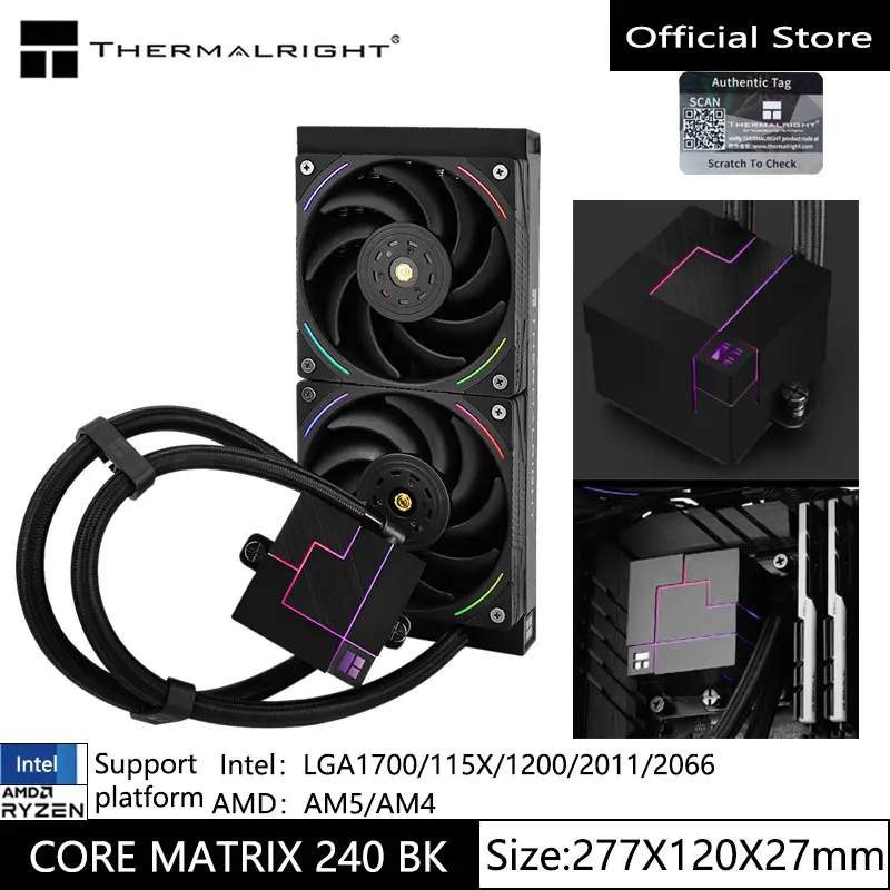 Imagem -02 - Thermalright Core Matrix 240 All-in-one Cpu Radiador de Refrigeração de Água Suporte de Vento Fivela de Refrigeração de Água Lag1700 115x Am5 Am4