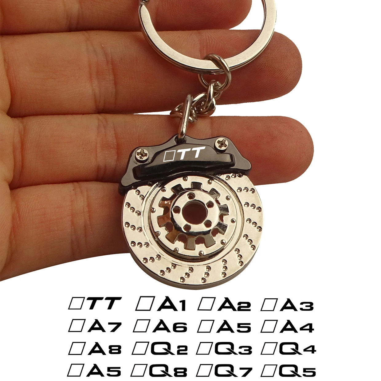 For Audi Sport A1 A3 A4 A5 A6 A7 A8 Q2 Q3 Q5 Q7 Q8 TTRS Brake calipers keychain Metal Auto Parts Disc Hub Calipers Key Ring