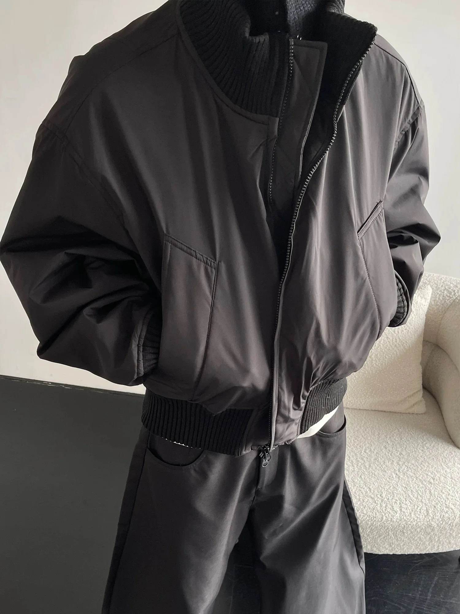 

Мужское зимнее бейсбольное пальто American Sle Tee-Proof Cleanfit Pilot Down Cotton Jaet с воротником-стойкой, теплое Thi Long Sve