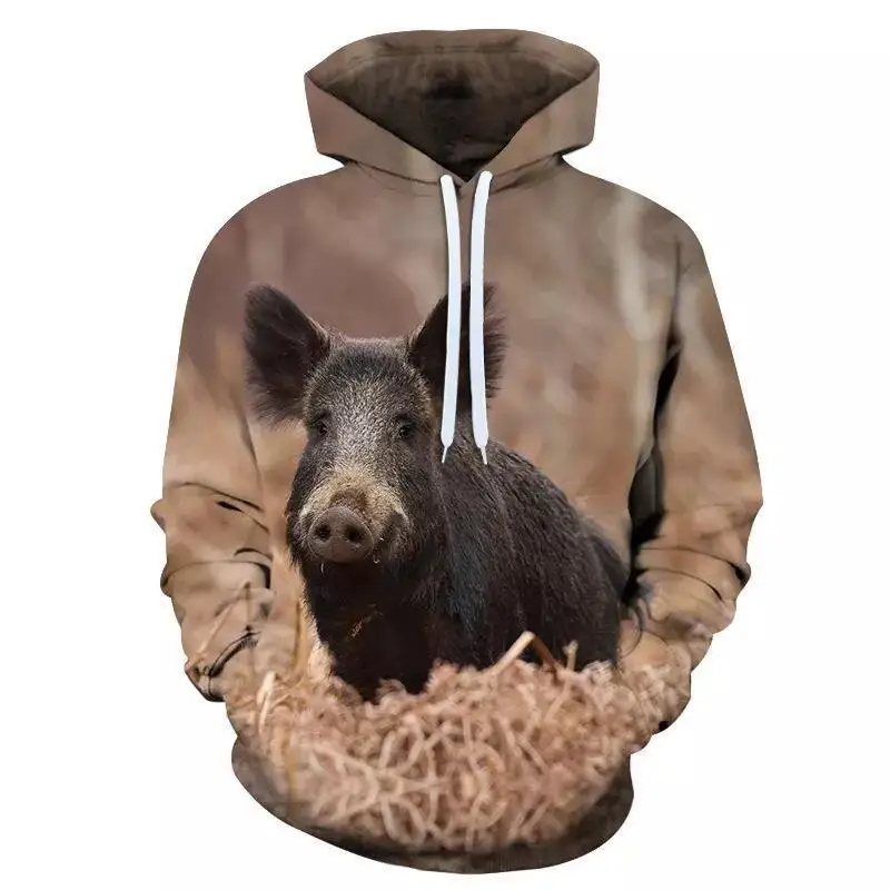 Wild Boar Animal Hunting Pattern Hoodies 3D Print Men Women Personality Hooded Sweatshirt Casual Oversized Hoodie Men's Clothing