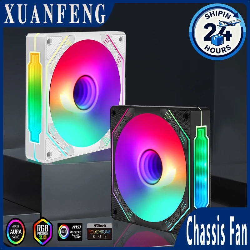 ARGB Fan 120mm Computer Case Fan 4pin PWM CPU Cooling RGB Fan Mute 5V3pin Divine Light Synchronization Ventilador PC Accessories