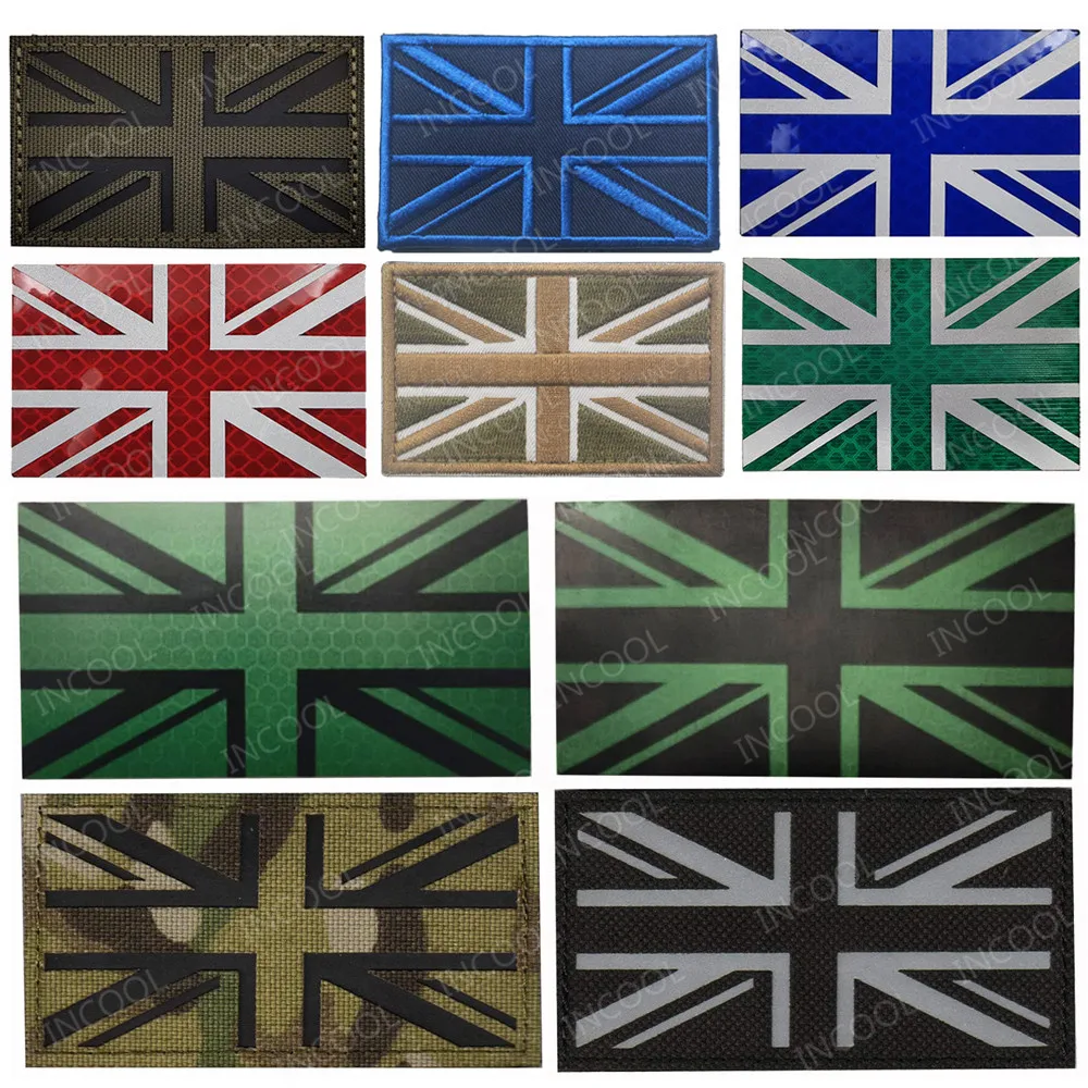 United Kingdom Flag British England Embroidered Patches IR Reflective UK GBR PVC Rubber Great Britain Armband