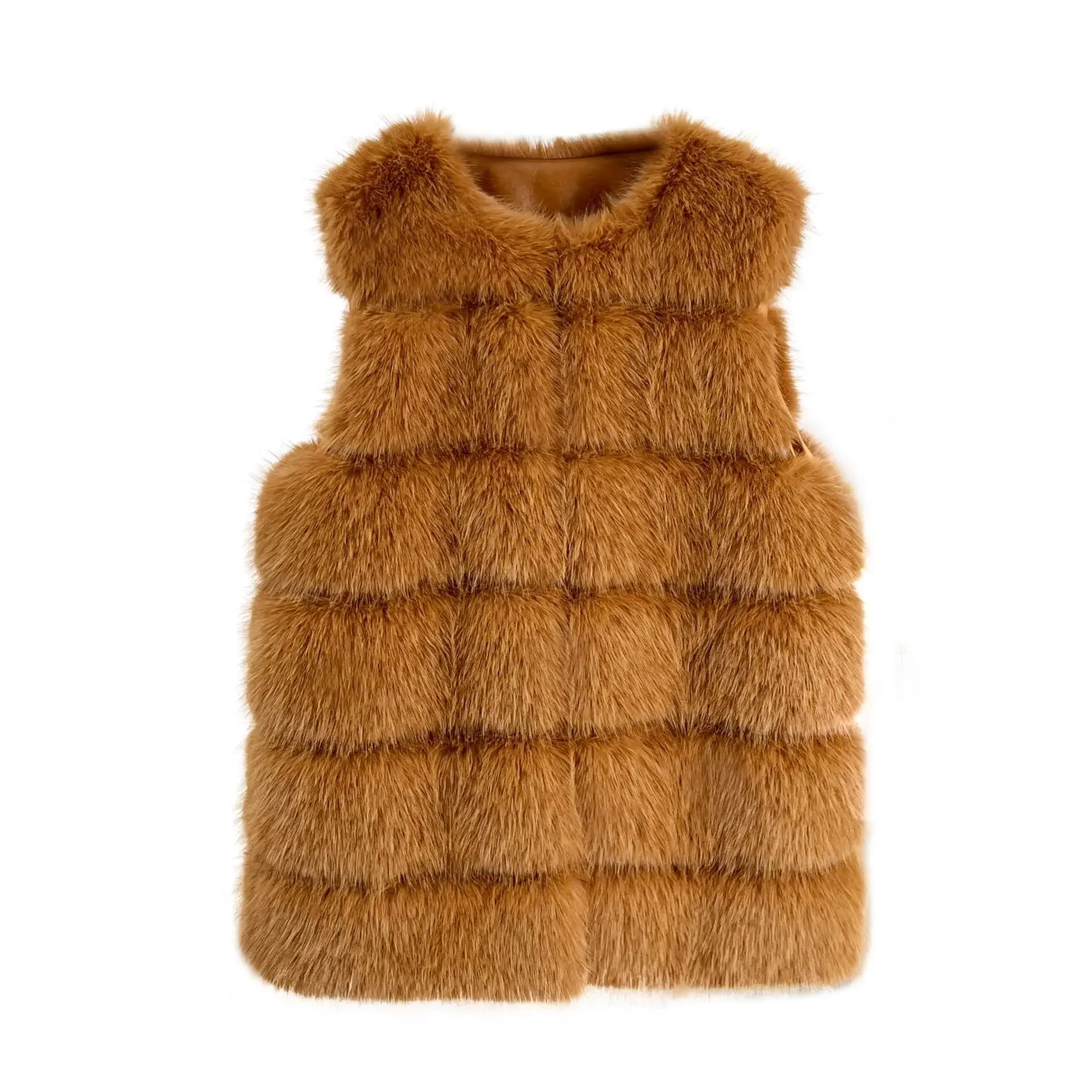 لسيدة تنوعا الإناث صديقة للبيئة الفراء سترة الحد الأدنى الشتاء النساء فو الثعلب الفراء سترة منقوشة أكمام الجولة الرقبة فرو المنك أبلى