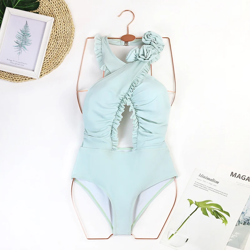 2024 sexy flor 3d maiô de uma peça de luxo feminino banho monokini bodysuit com saia maiô beach wear feminino