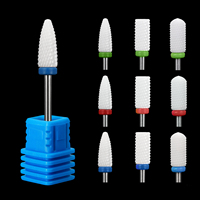 9pcs Ceramic Nail Drill Bit Rotate Electric Burr Milling Cutter Cuticle Clean For Pedicure Machine Bits Equipment Manicure Tool