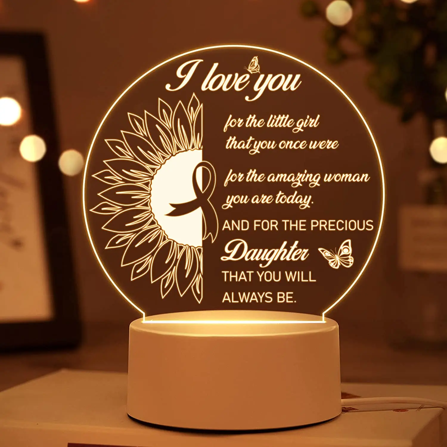 Daughter Birthday Gift from Mom, Daughter Gifts for Acrylic Engraved Night Lights for Daughter