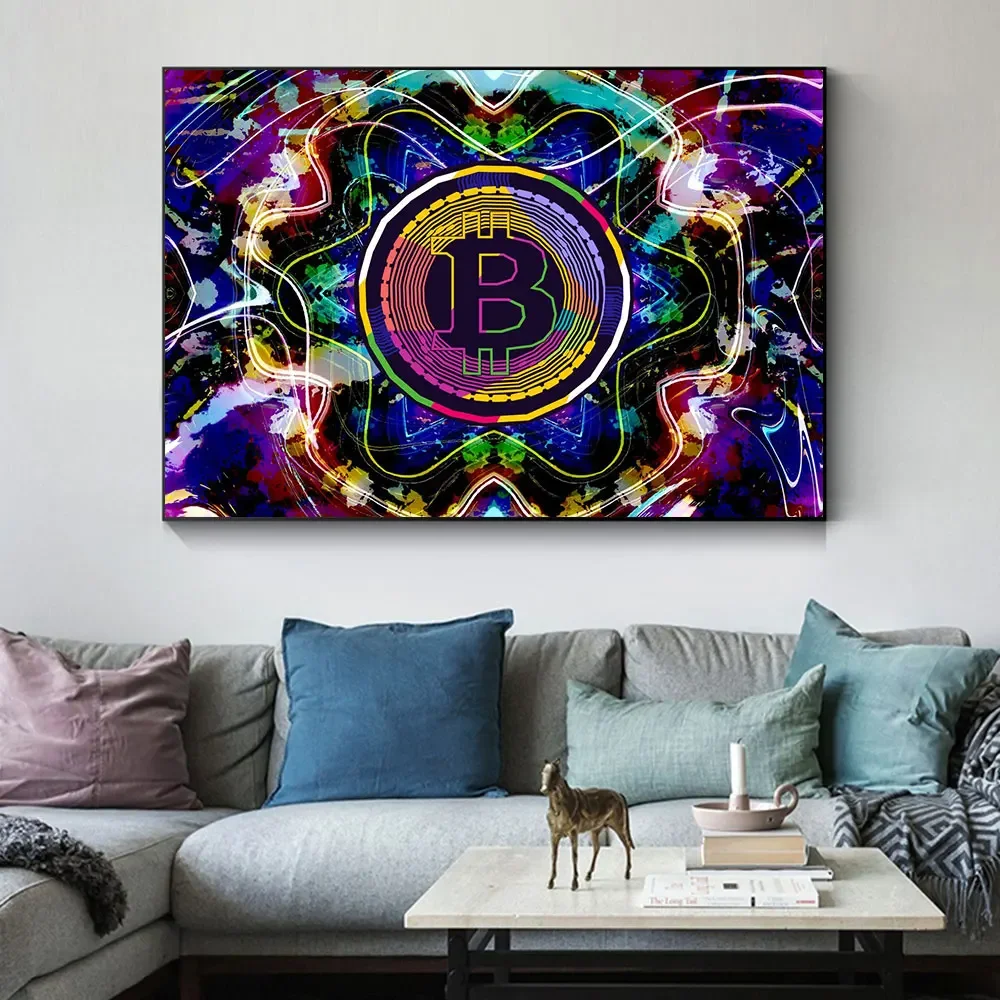 Abstract Bitcoin Ethereum Monero Posters and Print Astronaut Crypto  Canvas Painting Wall Art Picture For Living Room Home Decor