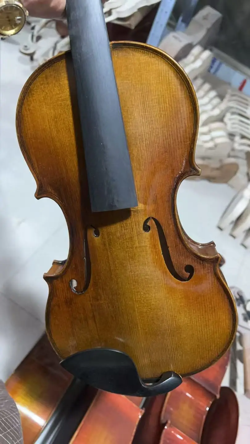 Musical Instruments 4/4 Carving 1742 Violin European Flame Maple Back Spruce Top Professional Black Line on Top