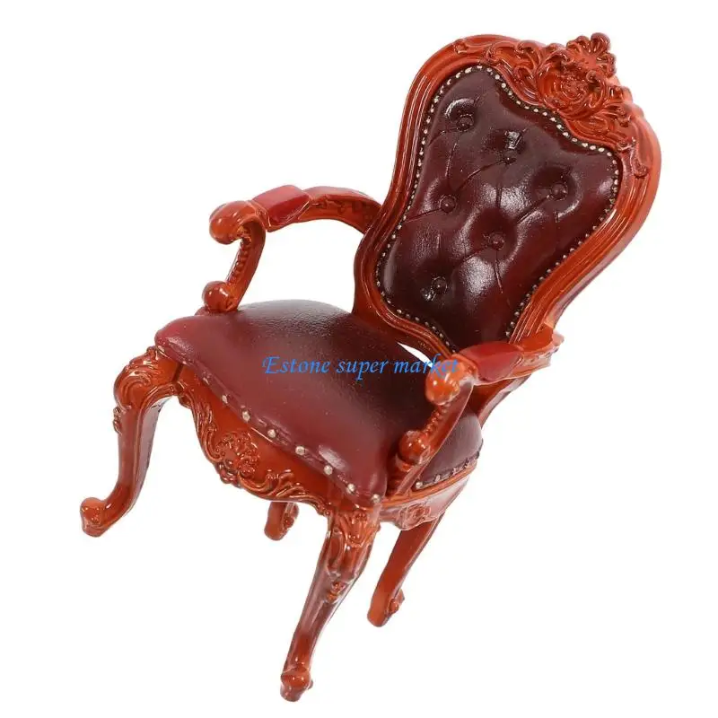 

090B Realistic Vintage Chair Realistic Garden Stool Pretend Play for Kids Role Display Chair Model Toy 1:12 Doll House