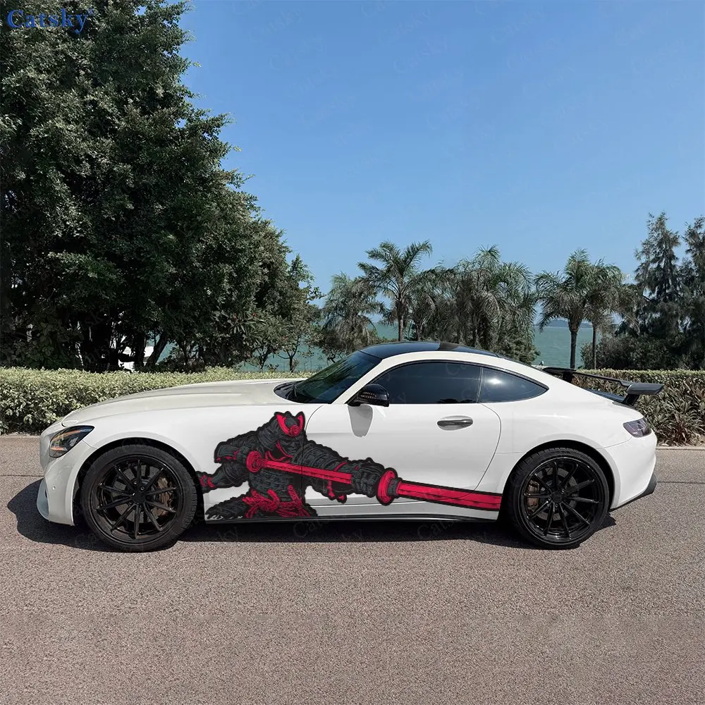 2pcs Long Sword Warrior Car Sticker Full Body Decal Decoration Scratches Protect Car Sticker Waterproof Car Vinyl Wraps