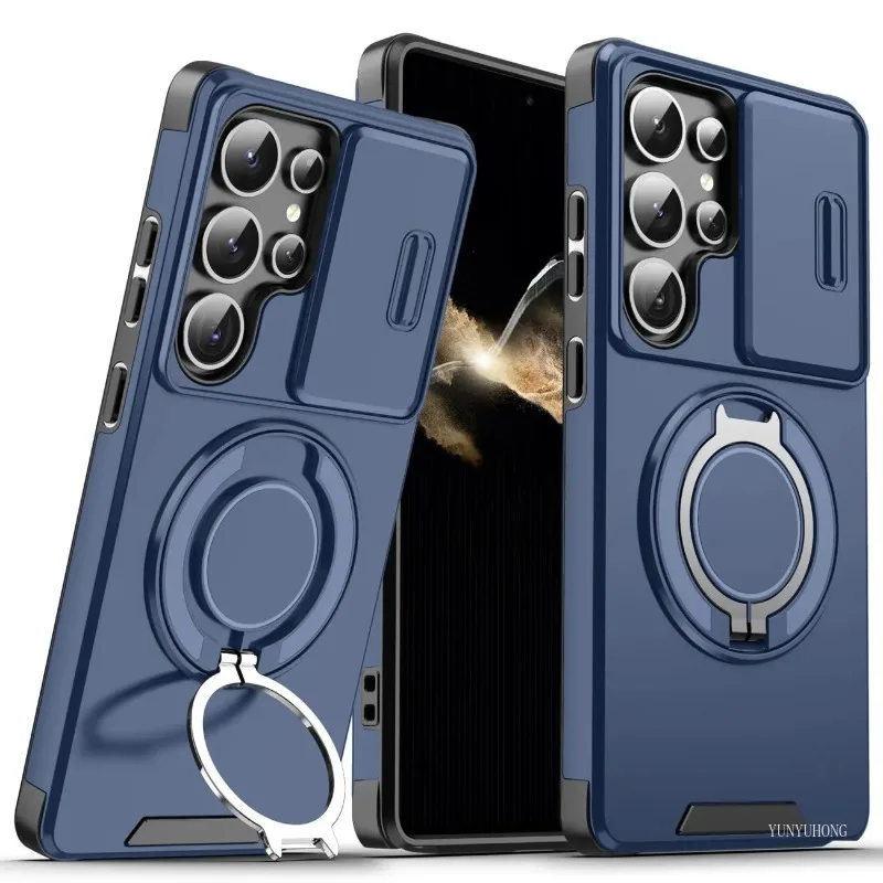 

Чехол для Samsung Galaxy S26 Ultra S25 Plus S24 S23 S22 S21 M56 S25 Edge FE A07 A57 с защитой камеры, магнитным держателем и бронированной защитой