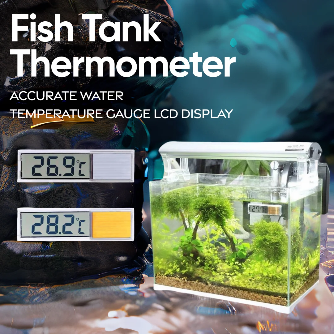 Aquarium Thermometer LCD 3D Digital Electronic Temperature Measurement Fish Tank Temp Meter Temperature Control Accessories