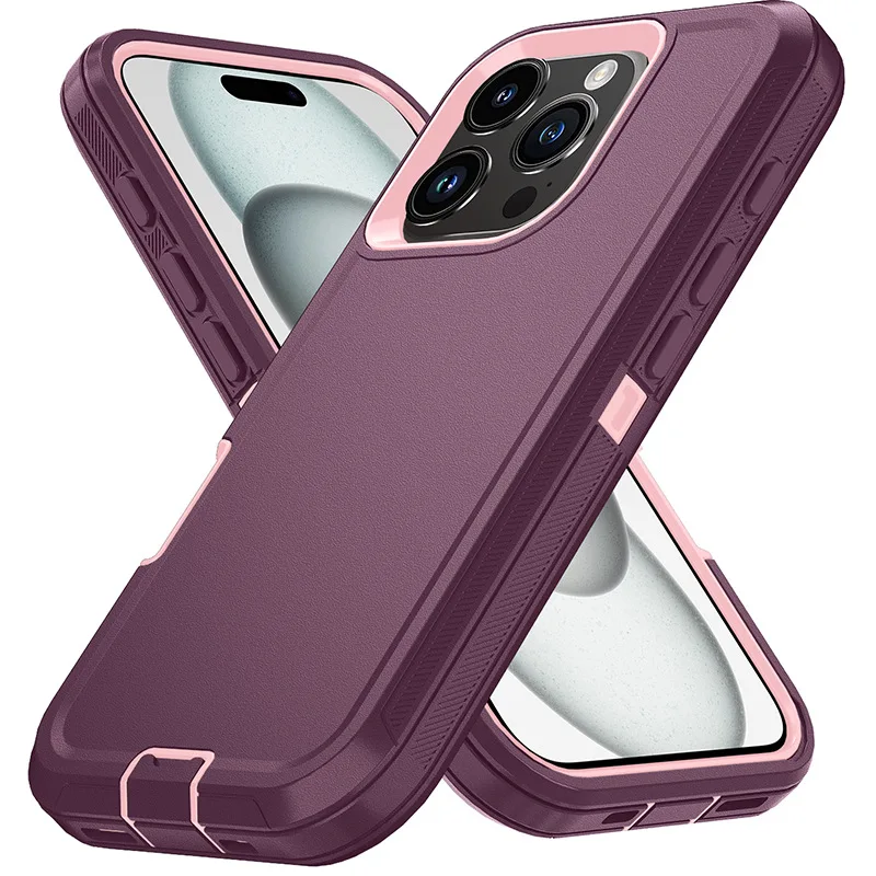 

Defender Phone Case For iPhone 15 14 13 12 11 Pro Max XS X XR 3 in 1 Rugged Heavy Duty Armor Shockproof Dust-Proof Cover
