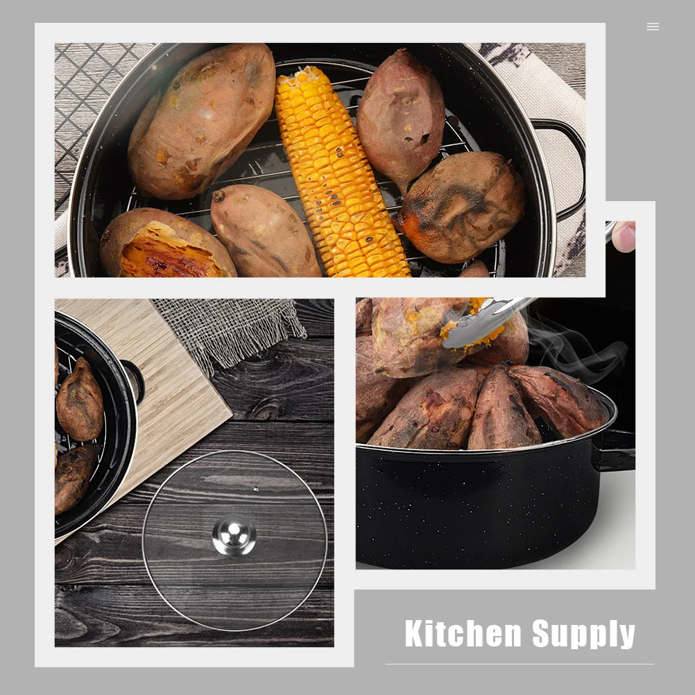 

1Set Roasted Sweet Potato Pot Cast Iron Non Coating Healthy Kitchen Household Roasting Baked Corn Chicken Wings Pot