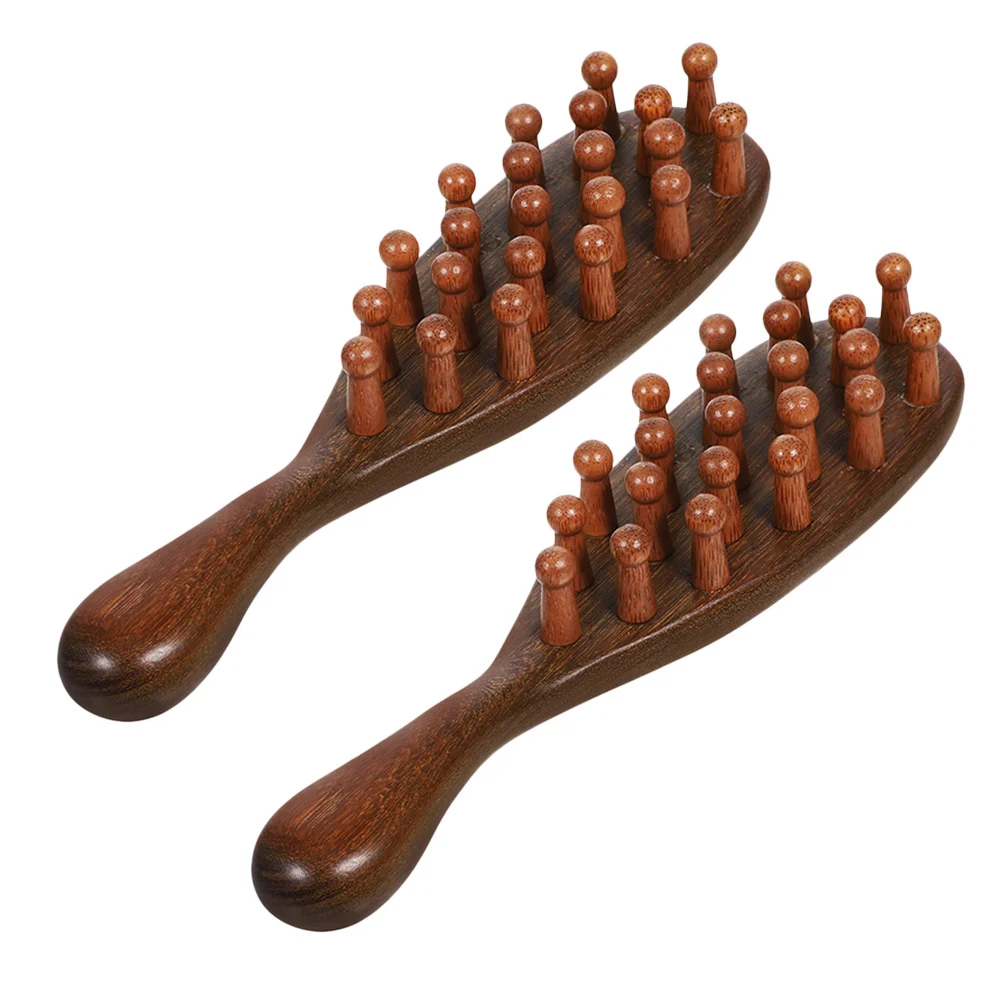 

2Pcs Sandalwood Scalp Massage Comb Wooden Hair Massager for Men Women Wide Tooth Detangling Brush Stimulates Meridians