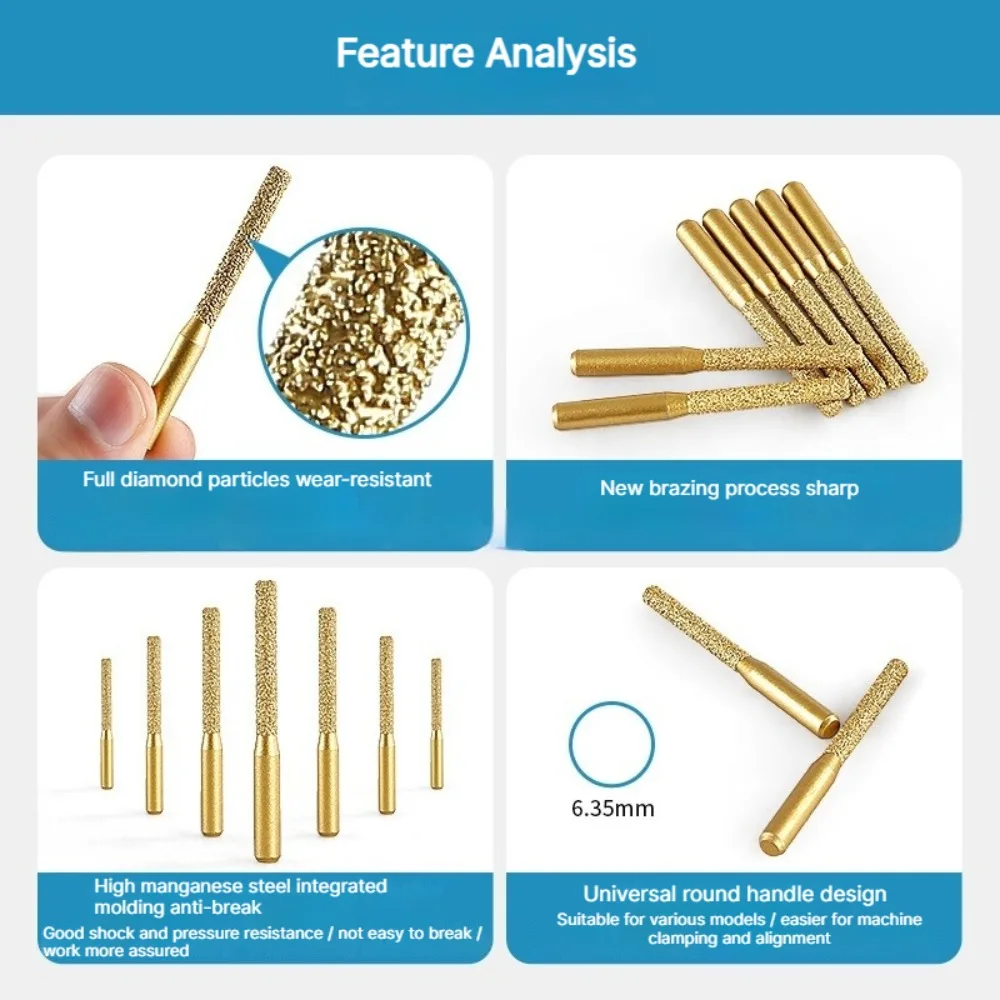 Diamond Coated Cylindrical Burr 3/3.5/4/5.5mm Chainsaw Sharpener Stone File Chain Sharpening Carving Grinding Tools Kits