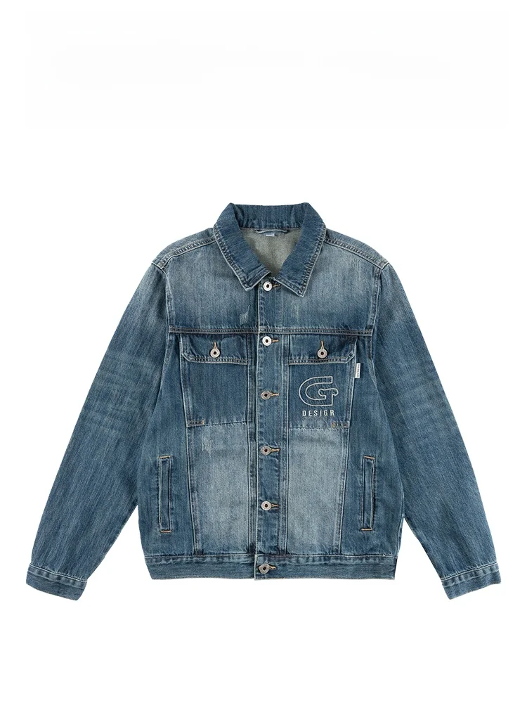 

BAIRBAOLIY Heavy Industry Retro Luxury Jeans Jaet Men's Casual Outerwear oulder Drop Faionable Urban Cotton Polyester