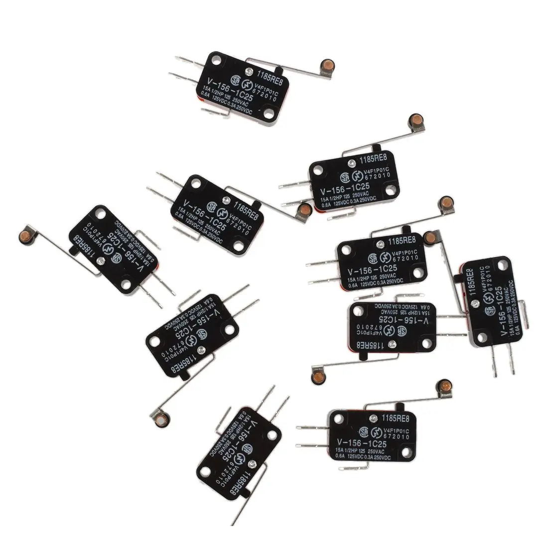 10 Pcs Micro Limit Switch Long Hinge Roller Lever Arm Snap Action LOT