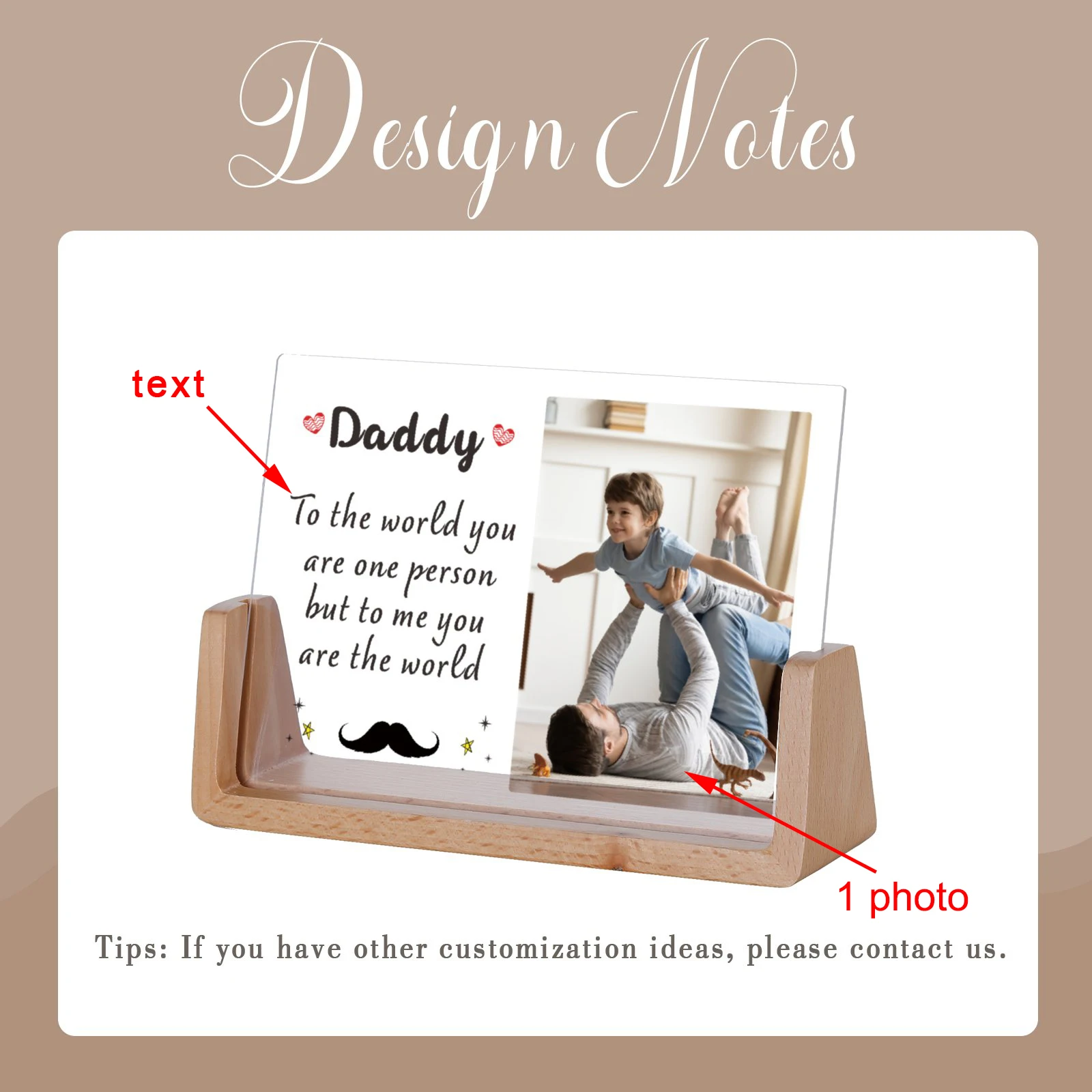 Custom Daddy Photo Frame Personalised Father's Day Gift Ideas for Dad from Child Son Daughter Birthday Present Picture Frames