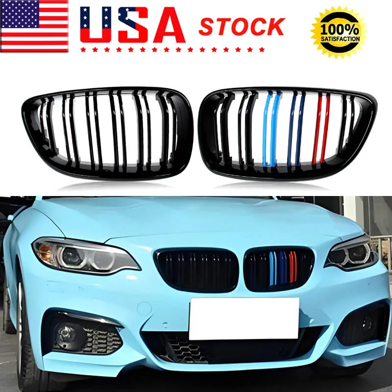 شواية M-Color لسيارة BMW F22 F23 F87 M2 2014-2018-2021 شبكة الكلى الأمامية LH + RH #1