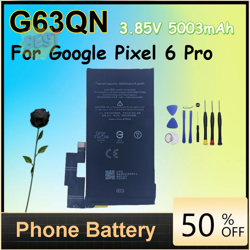 

3.85V 5003mAh/19.26Wh G63QN Li-ion Battery for Google Pixel 6 Pro Mobile Phone Batteries with Free Tools