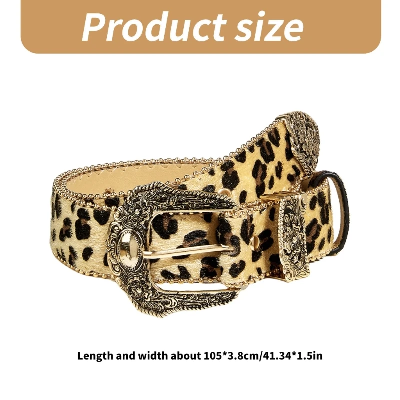 Waist Chain Floral Floral Buckle Leopard Print Chain Cowgirl Belt for Women Proms Club Party for Jeans Dresses