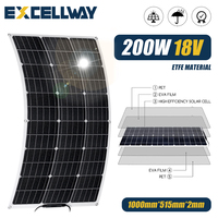 Excellway 200W 18V Flexible Monocrystalline Solar Panel Can Charger For Car Boat Home Outdoor Using Waterproof Solar Panel