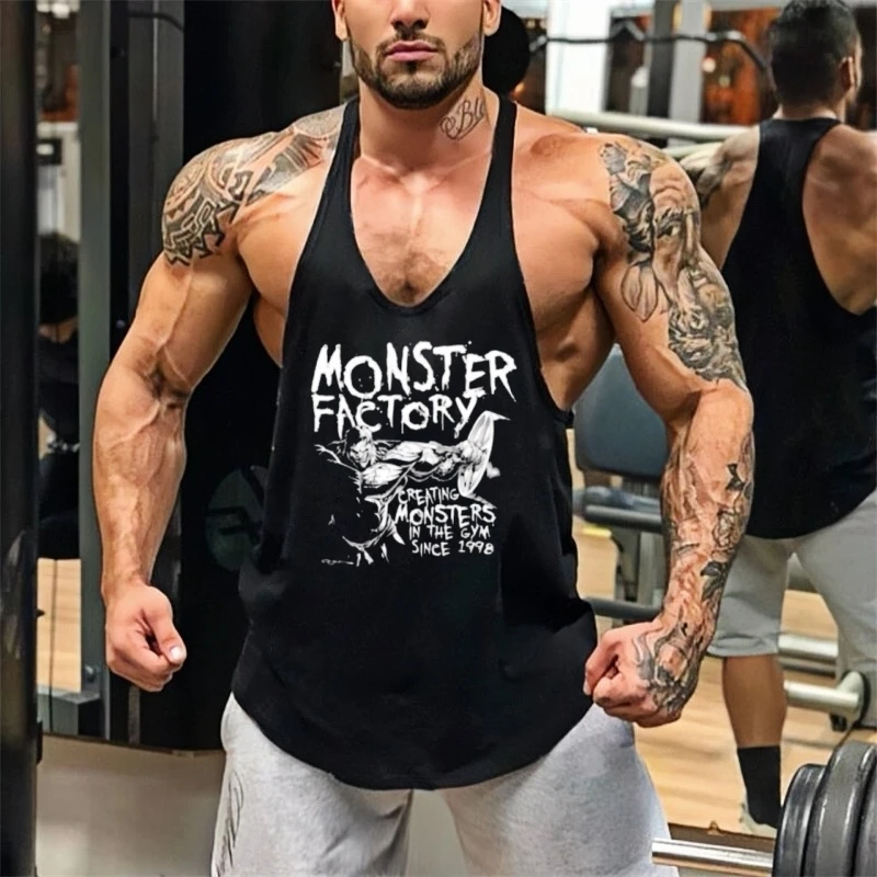 

Men's Gym Fitness Y Back Sling Vest -Bodybuilding Sports Sleeveless Shirt, Breathable Cotton Top for Daily Workouts with Comfort
