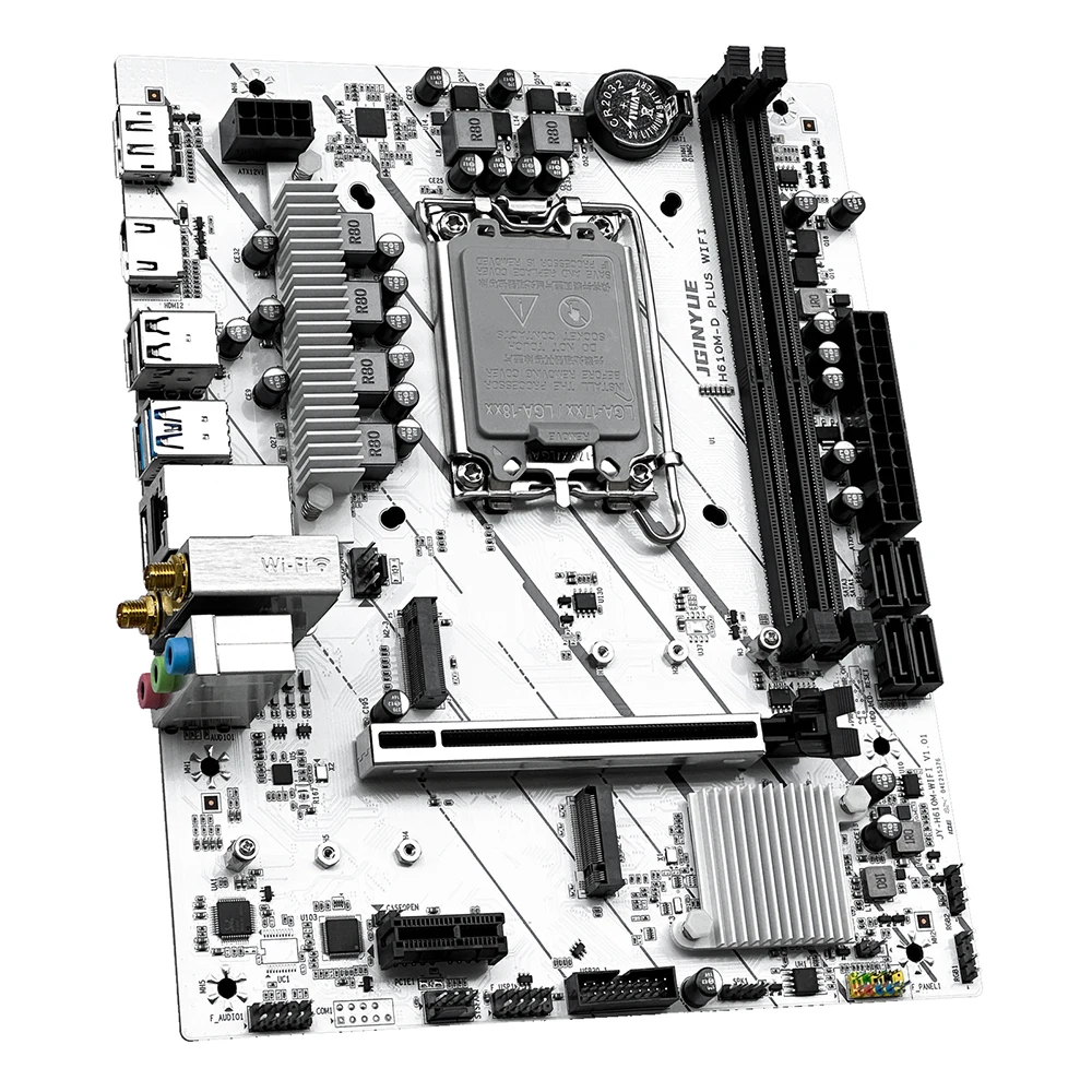 لوحة أم JGINYUE H610M على متن WIFI تدعم 12/13/14th Intel CPU DDR4 ثنائي القناة مع لوحة أم WIFI Giming 9560NGW