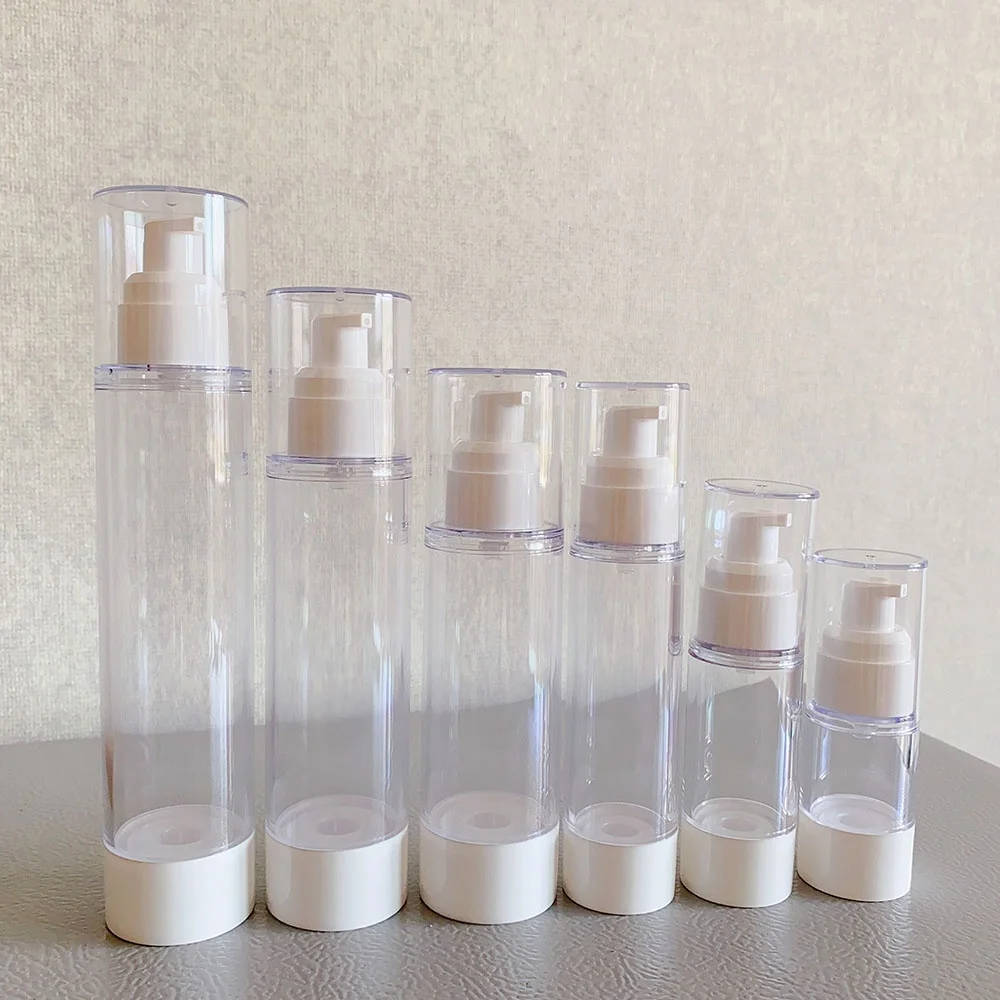 100pcs 15ml 30ml 50ml 80ml 100ml 120ml Empty transparent Lotion Vaccum Dispensing Bottle Refillable Airless Pump Travel Bottles