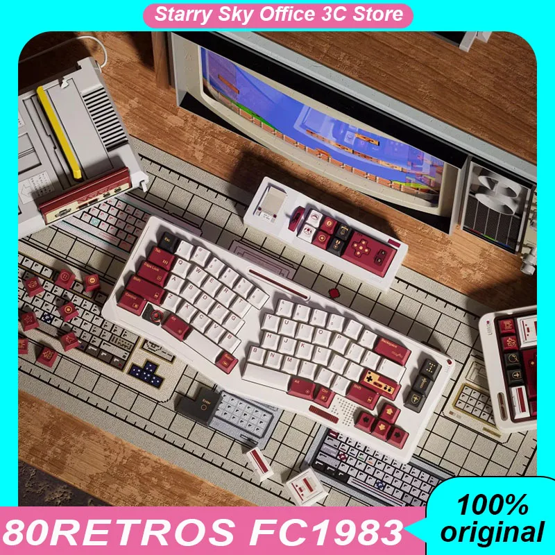

Колпачки для механической клавиатуры 80Retros FC1983, ретро-дизайн, кастомизированные, из ABS-пластика, двухцветные, с английской и японской раскладкой, для ПК и игровых клавиатур
