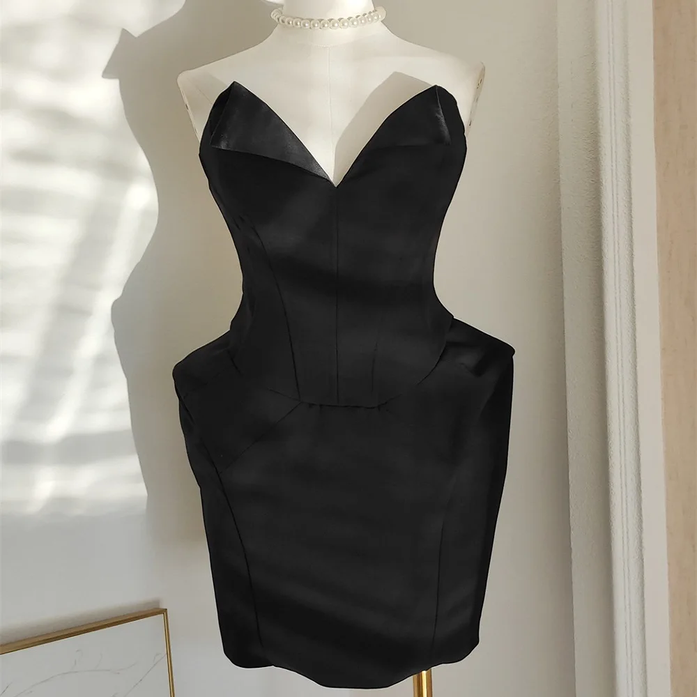 2025年冬 レディース チューブドレス サテン パネル コルセット セクシー レディースドレス y2k 服 新ファッション 高品質 パーティー ミニスカート ブラ