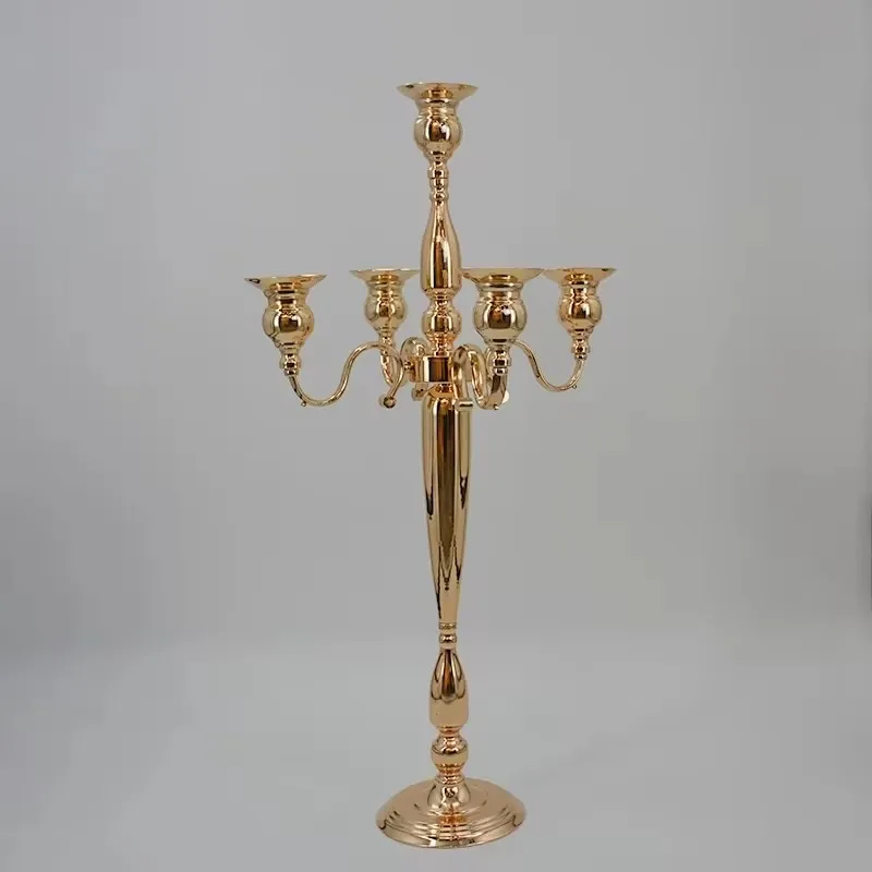 

Crystal Candlesticks for Wedding Event, Candle Holders, 5-arms Metal Gold Candelabras, Centerpieces, 5Pcs, 10Pcs