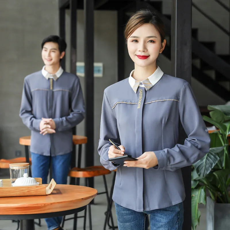 Western Restaurant Steakhouse Waiter Work Uniforms Catering Hot Pot Restaurant Milk Tea Shop Coffee Shop Autumn Winter Long Slee
