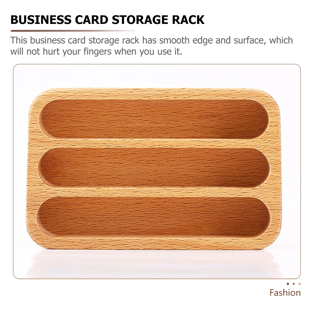 Solid Wood Desktop Business Card Display Stand Memo Holder Storage Box Beech Wood Card Organizer For Office，Stationery Supplies